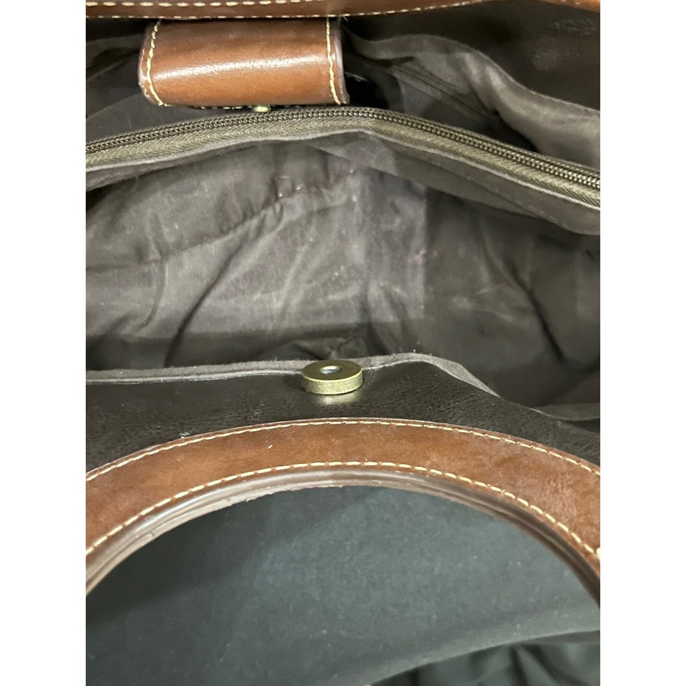 Relic by Fossil Multi-Color Patchwork Handbag Brown Faux Leather Satchel Bag - Picture 8 of 13